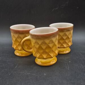 Fire King Ombre Kimberly Mugs Tan Brown Vintage Glass Coffee